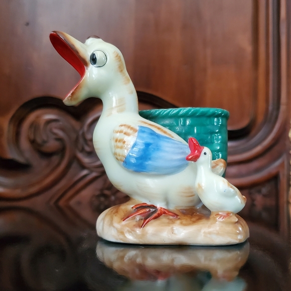 Other - Vntg Quacking Mama Duck & Duckling Ceramic Toothpick Holder Made In Japan